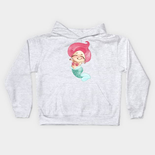 Mermaid cheering Kids Hoodie by ArtInPi